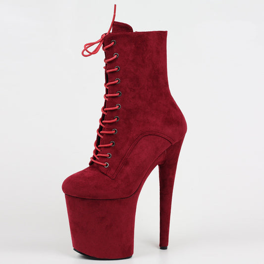 Ankle boots satin dark red